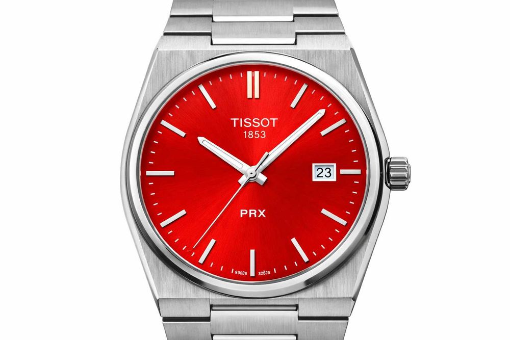Tissot PRX 40mm Red Swiss Made Safir, Oțel Inoxidabil, Cutie + Factură
