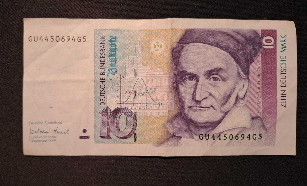 Bancnota 10 marci germane, Zehn Deutsche Mark, 1999