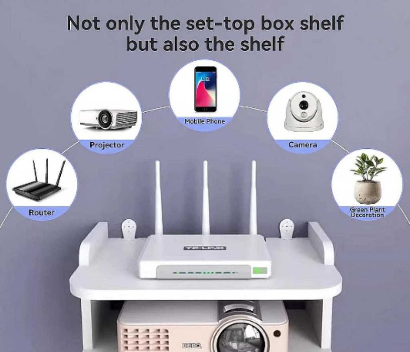 Стенна поставка, органайзер/рафт за рутер,дистанционно и аксесоари