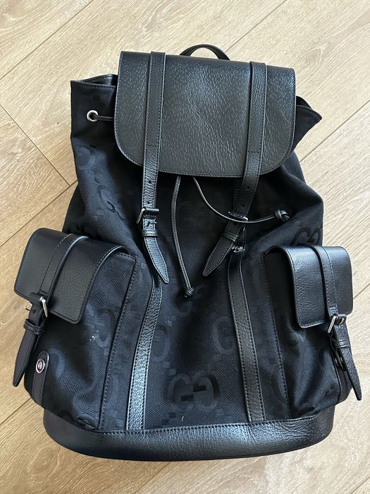Rucsac Gucci  – negru, textil GG + piele naturală
