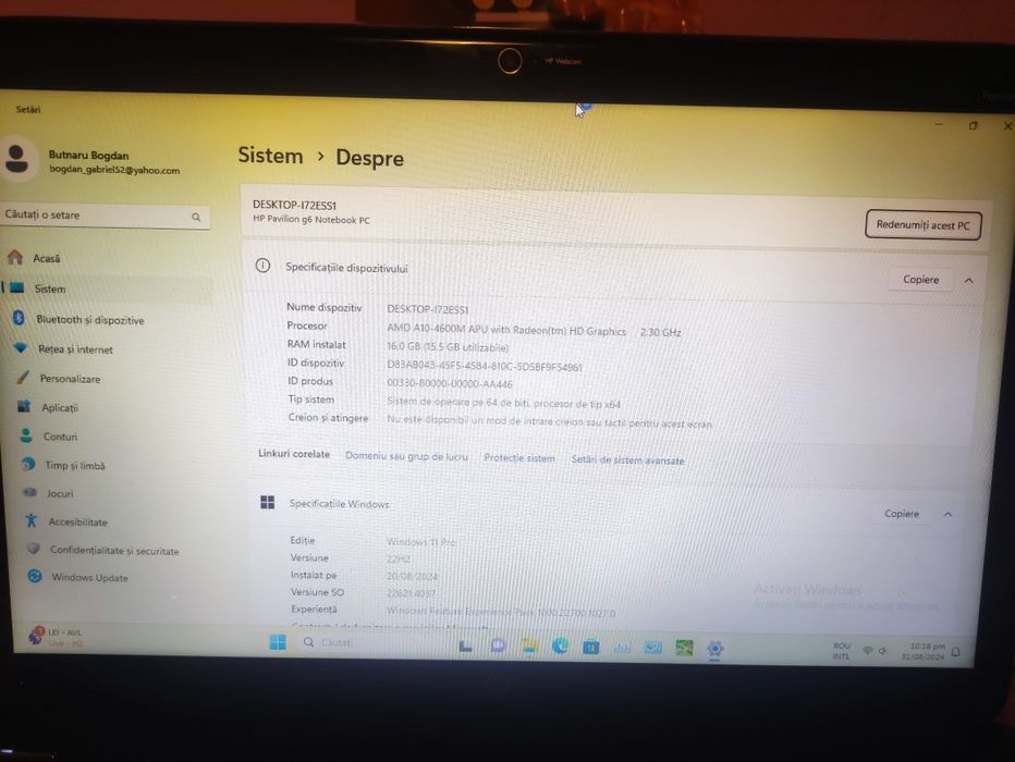 Dezmembrez HP Pavilion g6, 16 GB RAM și 1 TB hdd