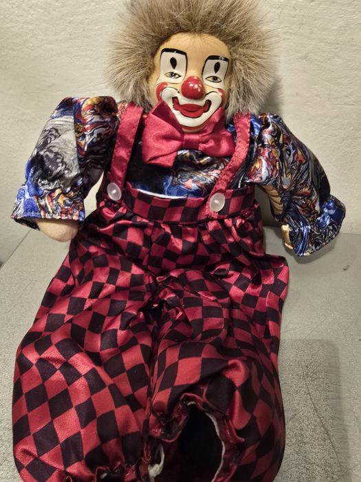 Păpușă Arlechin Retro, Față Ceramică, Harlequin