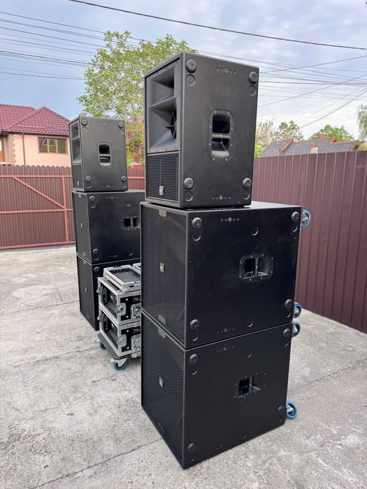 Sistem KV2 AUDIO compus din 2 topuri es 1.0, 4 basi, 2  amplificatoare