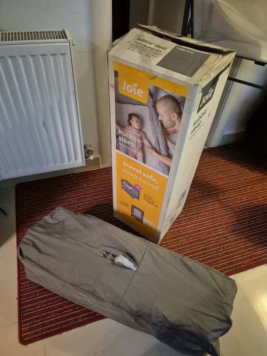 Patut bebe pliabil Joie Kubbie Foggy Gray + saltea cocos