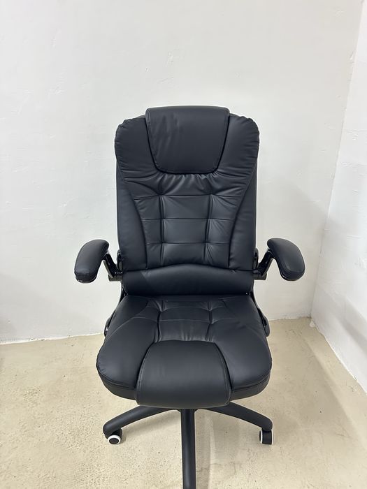 Ергономичен офис стол HOMCOM, сгъваеми подлакътници, функция накланяне