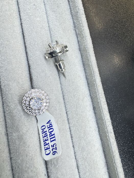 Гвоздики пуссеты серьги серебро