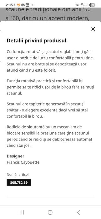 Scaun birou IKEA Bleckberget