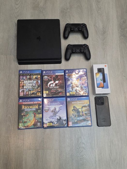 PlayStation 4 2джостика 6 игр и Redmi 10 c