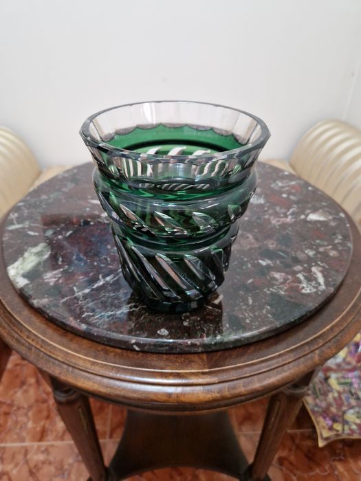 Страхотна антикварна белгийска кристална ваза Val Saint Lambert