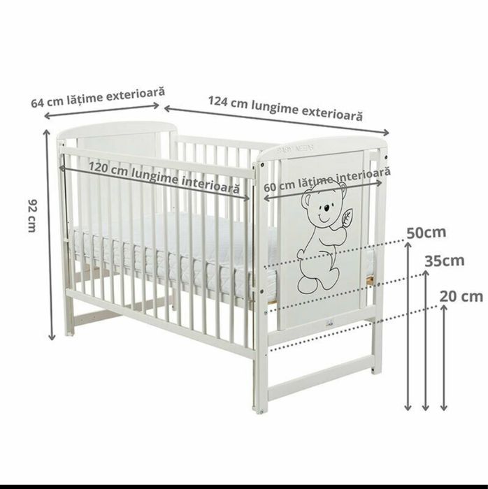 Patut lemn copii bebe baby needs si saltea