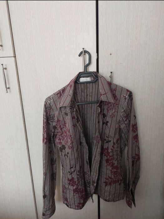 Cămașă elegantă Peter Hahn | dungi & imprimeu floral | mărimea L | off