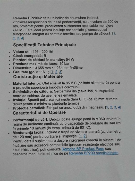 Boiler Termic 200l cu o Serpentina Remeha Emailat Panouri solare apa caldă