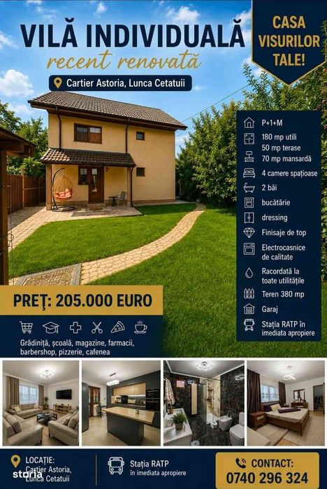 Vila individuala spațioasă, renovata, Cartier Astoria-Lunca Cetatuii