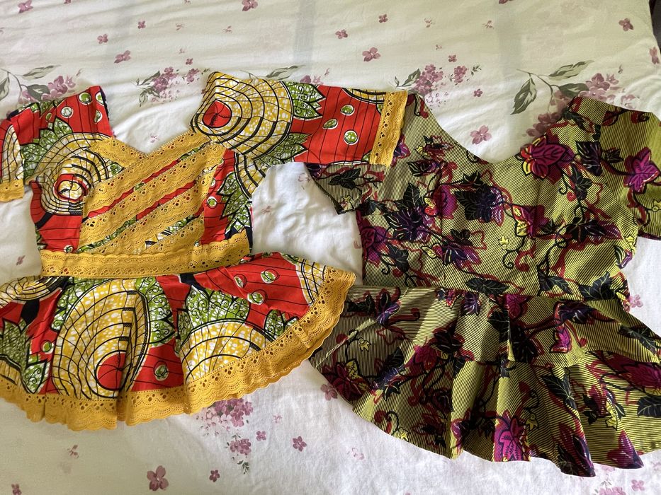 2бр пъстри африкански бохо топ блузи wax print L