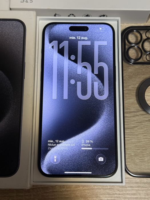 iPhone 15 Pro Max 256GB Blue Titanium Impecabil Cutie și Accesorii