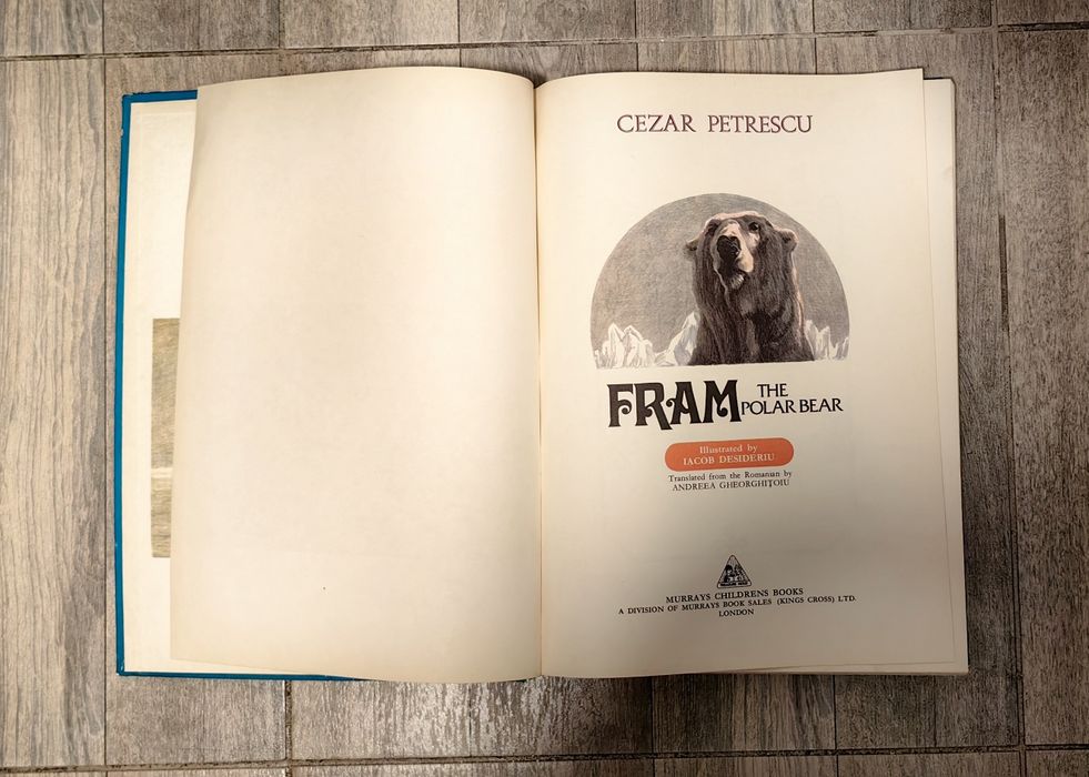 Carte rară copii veche Fram ursul Polar în engleză Cezar Petrescu