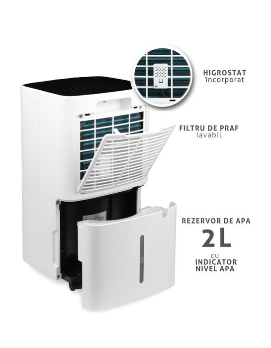 Dezumidificator aer Dezumidificator aer Turbionaire SENSO 12 SG, 12 l/zi, 185W, 36dB, 120 m/h, Timer, alb