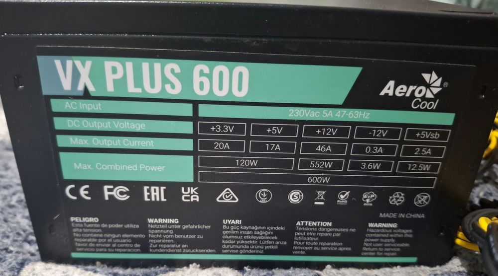 Блок питания AeroCool VX PLUS 600 Вт