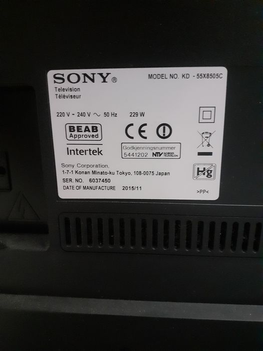 SONY/model ,55x8505c