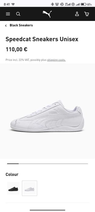 Кроссовки мужские белые Puma Speedcat 45 размер