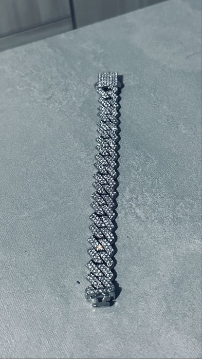 Cuban Link блестяща сребърна iced out гривна