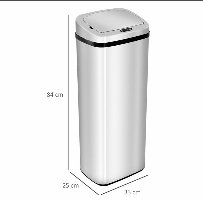 Cos Gunoi Inox 50 L – Rectangular cu Senzor Infrarosu , HOMCOM