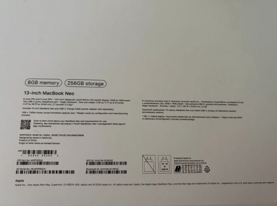НОВ MacBook Neo 13” Indigo 256GB 24м. ТЕХНОПОЛИС