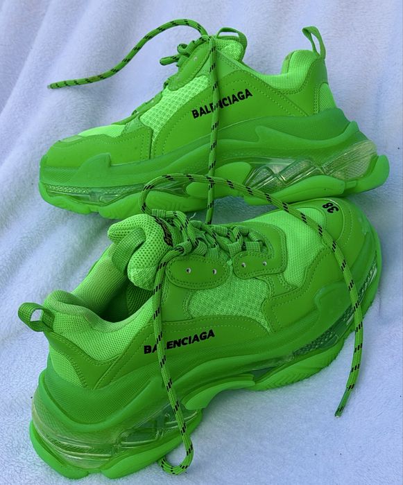 Balenciaga Ttriple S уникални дамски смимкърси елелтриково зелено Топ качество 38