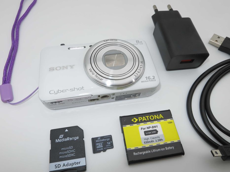 Sony Cyber-Shot WX80 ултра компактен цифров фотоапарат, дигитална камера в елегантен бял цвят, FULL-HD, 16MP, 8х оптичен зум, снима и работи отлично!