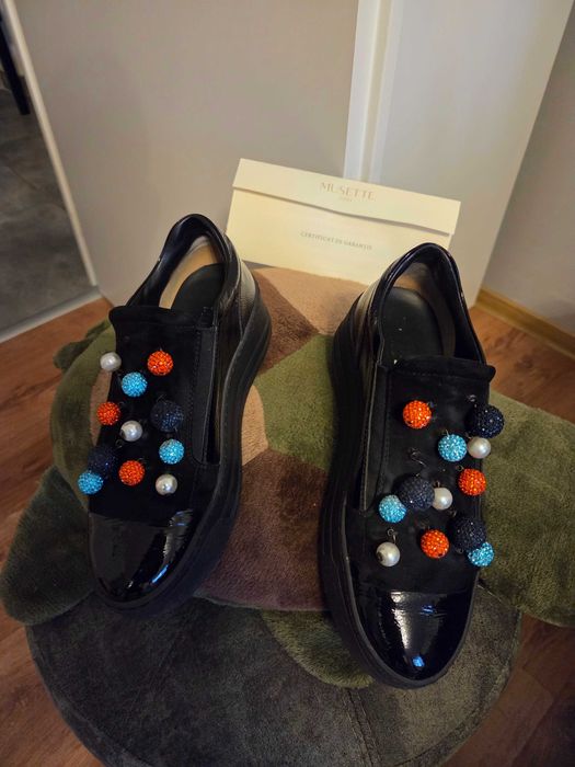 Pantofi MUSETTE balerini 37 Negri Piele Naturala  Cutia lor cu dustbag