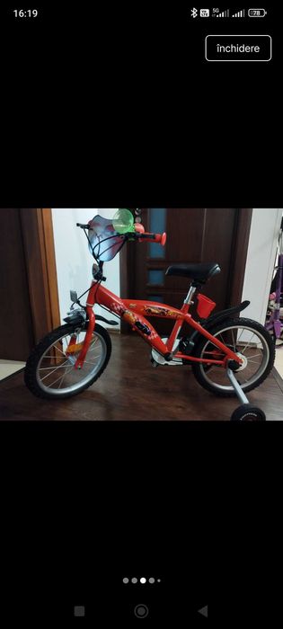 Bicicletă copii unisex Disney Cars (Fulger McQueen), roșie