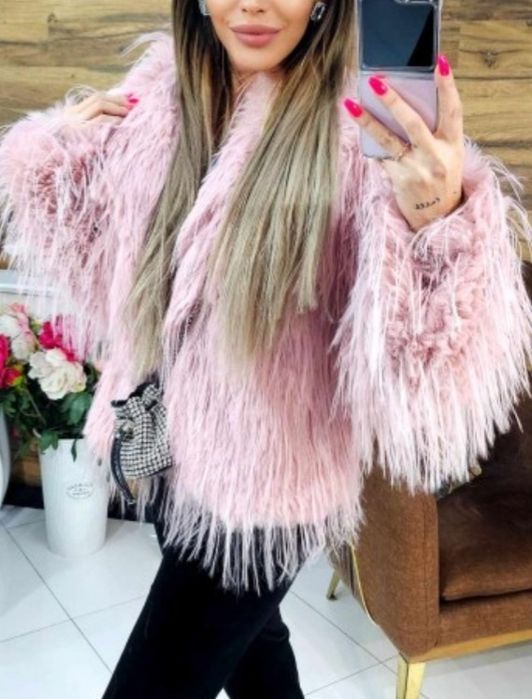 Дамско елегантно яке с естествен косъм