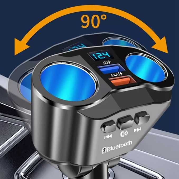 FM трансмитер Bluetooth 5.0 и зарядно 2 USB QC3.0