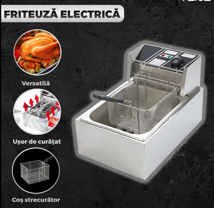 Friteuza electrică inox de 6 litri 2500W