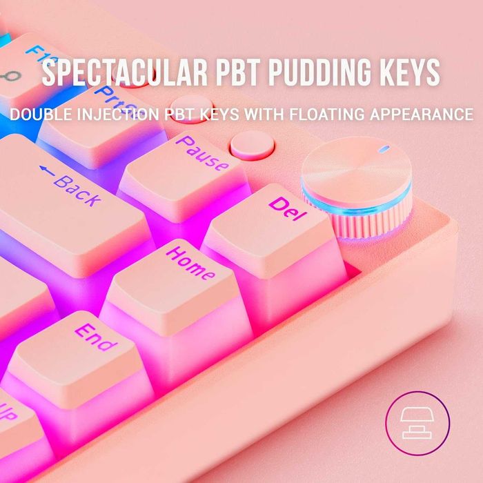 Tastatura mecanica Mars Gaming MKCLOUD 75%, RGB, roz, cu fir