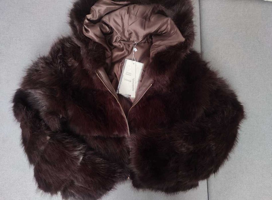 Дамско късо палто с косъм