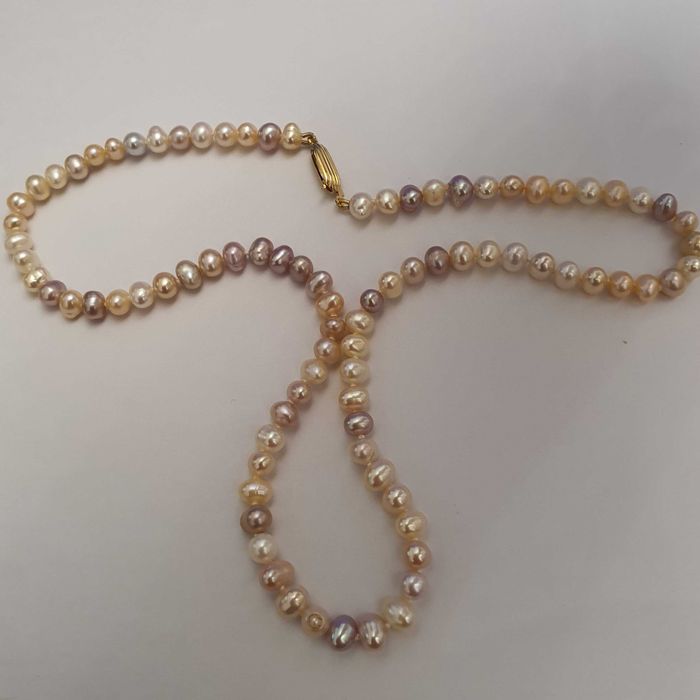 Top Luciu Colier Perle Naturale Si Aur 18K