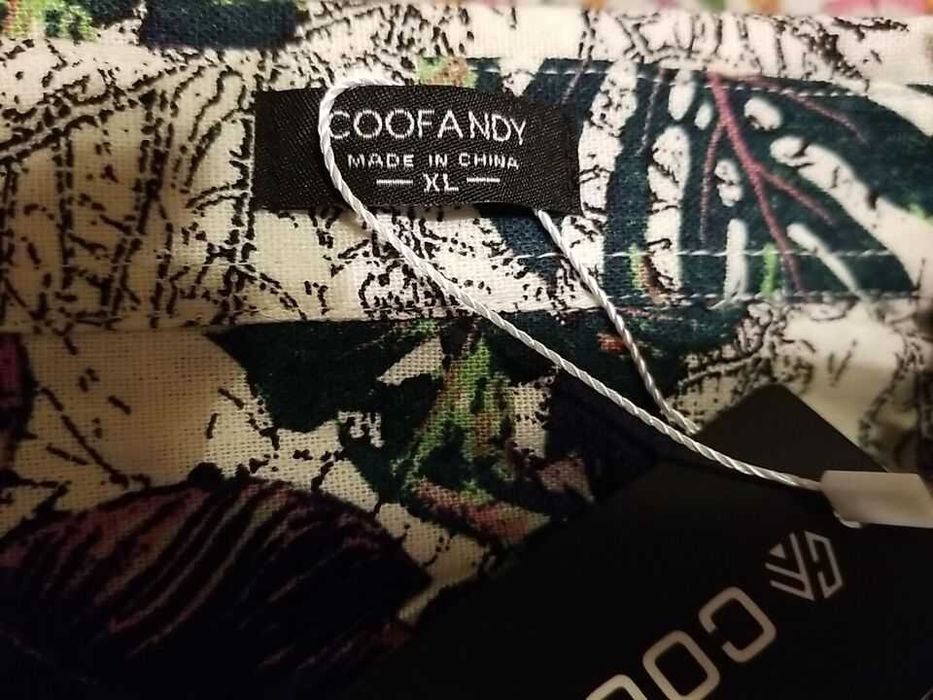 Рубашка летняя Гавайка XL. Ткань грубый лён