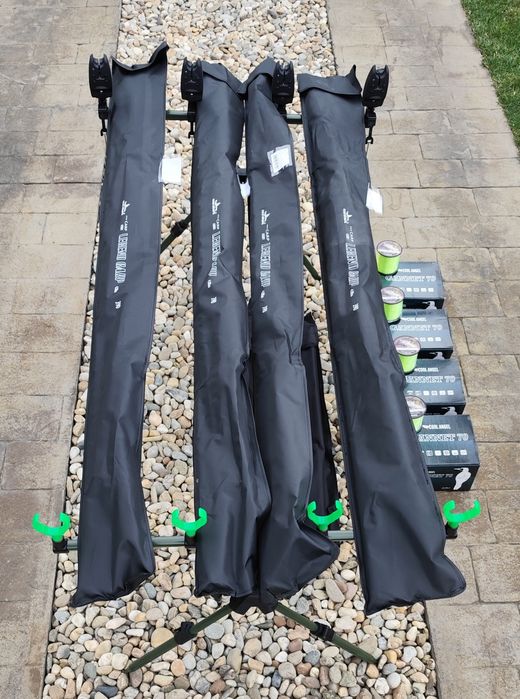 Set Pescuit,4 Lansete 3,90m,4 Mulinete 7000,Rod Pod,Senzori,Swingere