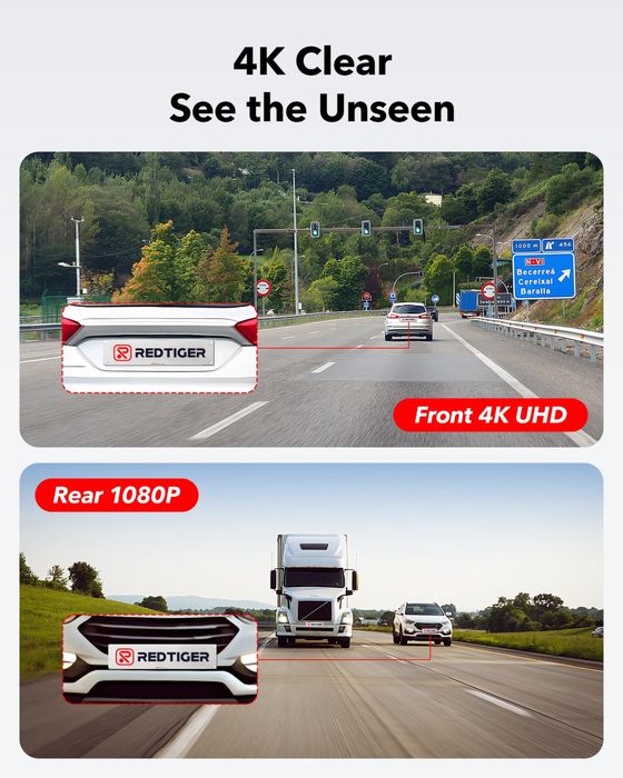 Camera Auto de Bord RedTiger F7NP Duala Fata/Spate, 4K GPS WiFi Bluetooth Aplicatie, Night Vision - Noua sigilata!