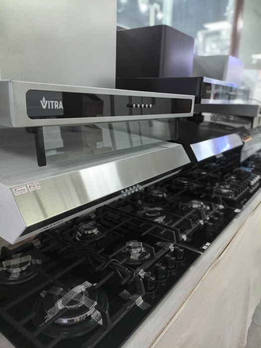 Gaz panel, stekloli. Газ, вытяжка.