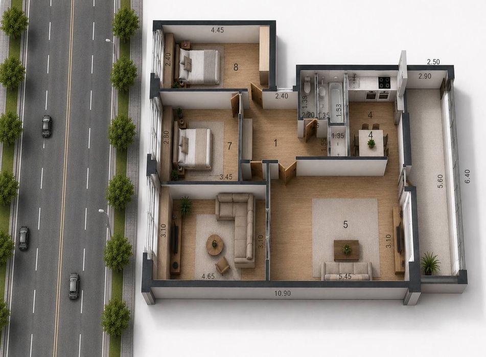 Продам 4/1/4 Феруза Экобазар под бизнес 1 линия 88м²