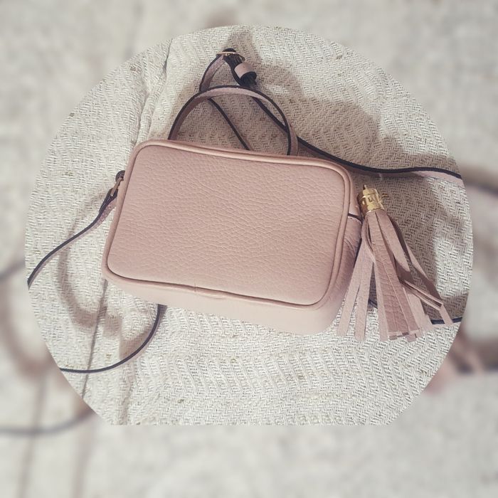 Poşetă piele naturală roz prăfuit