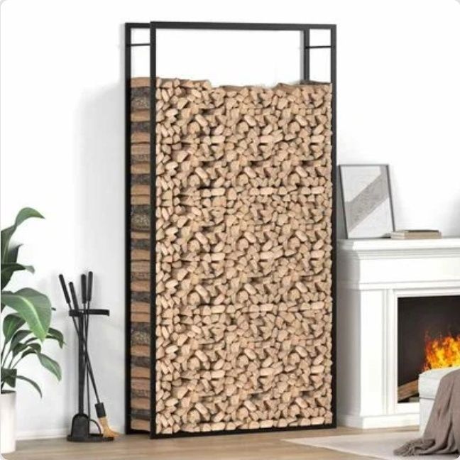 Suport pentru lemne de foc, negru mat, 110x28x214 cm, oţel