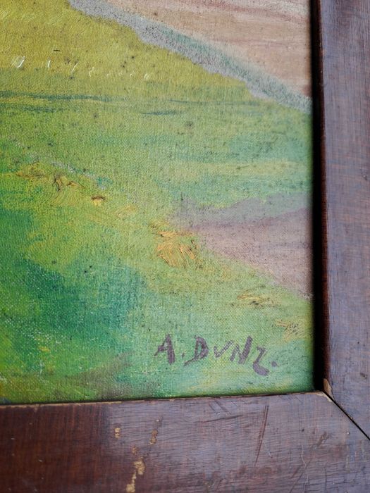 tablou vechi pictura pe pfl 62/74 cm, semnat Alfred Dunz