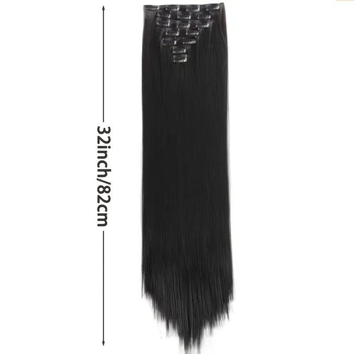 Extensii de par NEGRE 80 cm, 16 clipsuri sau tresa cu 5 clipsuri, NOI