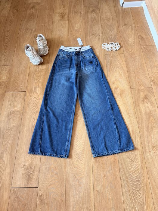 Calvin Klein!Дънки с висока талия с ластик Wild leg
