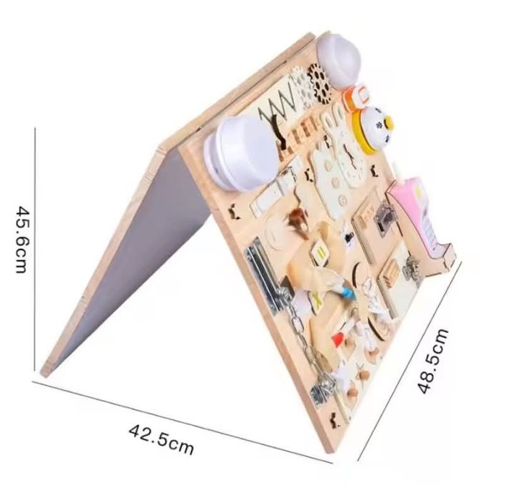 Placa senzoriala Montessori Busy Board cu Activitati Educative