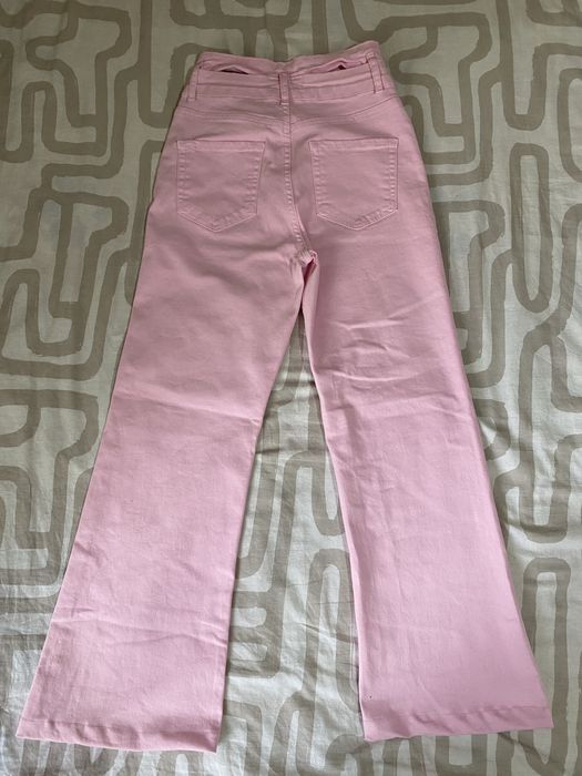 Розови дънки висока талия