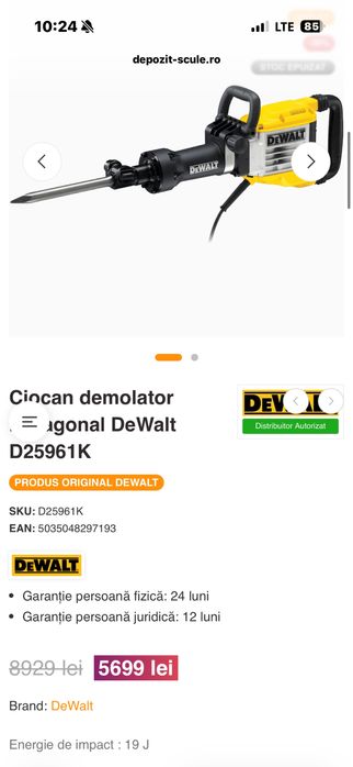 Ciocan demolator/picamer NOU hexagonal DeWalt D25961K